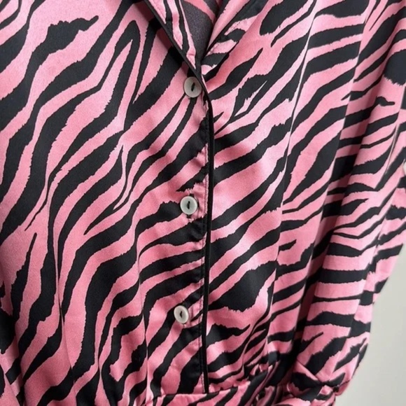 Victoria’s Secret Satin Pink Zebra Print Sleep Romper - Picture 5 of 12